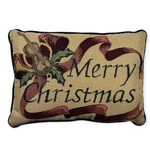 Vintage Ex-Cell Home Fashions Merry Christmas Embroidered & Velvet Throw Pillow